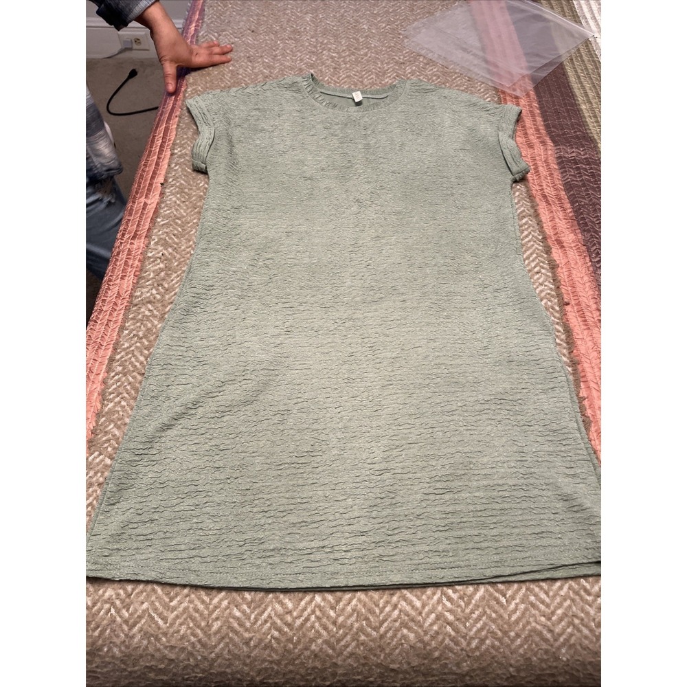 Evaless Womens Pistachio Green Textured Midi Shirt Dress Size Small Pockets